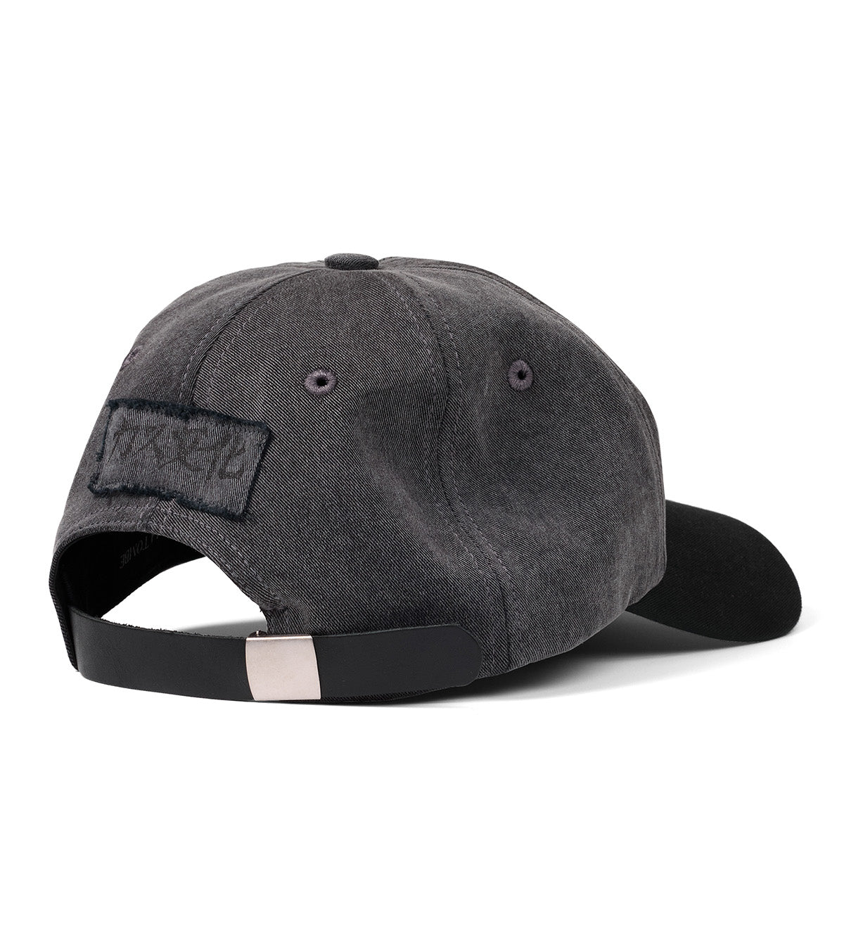 Black cap with a brand logo on a white background